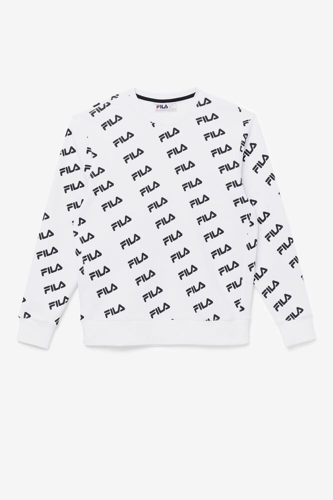 Fila Genser Dame Hvite Diagonal Logo Crew 952830-KCY